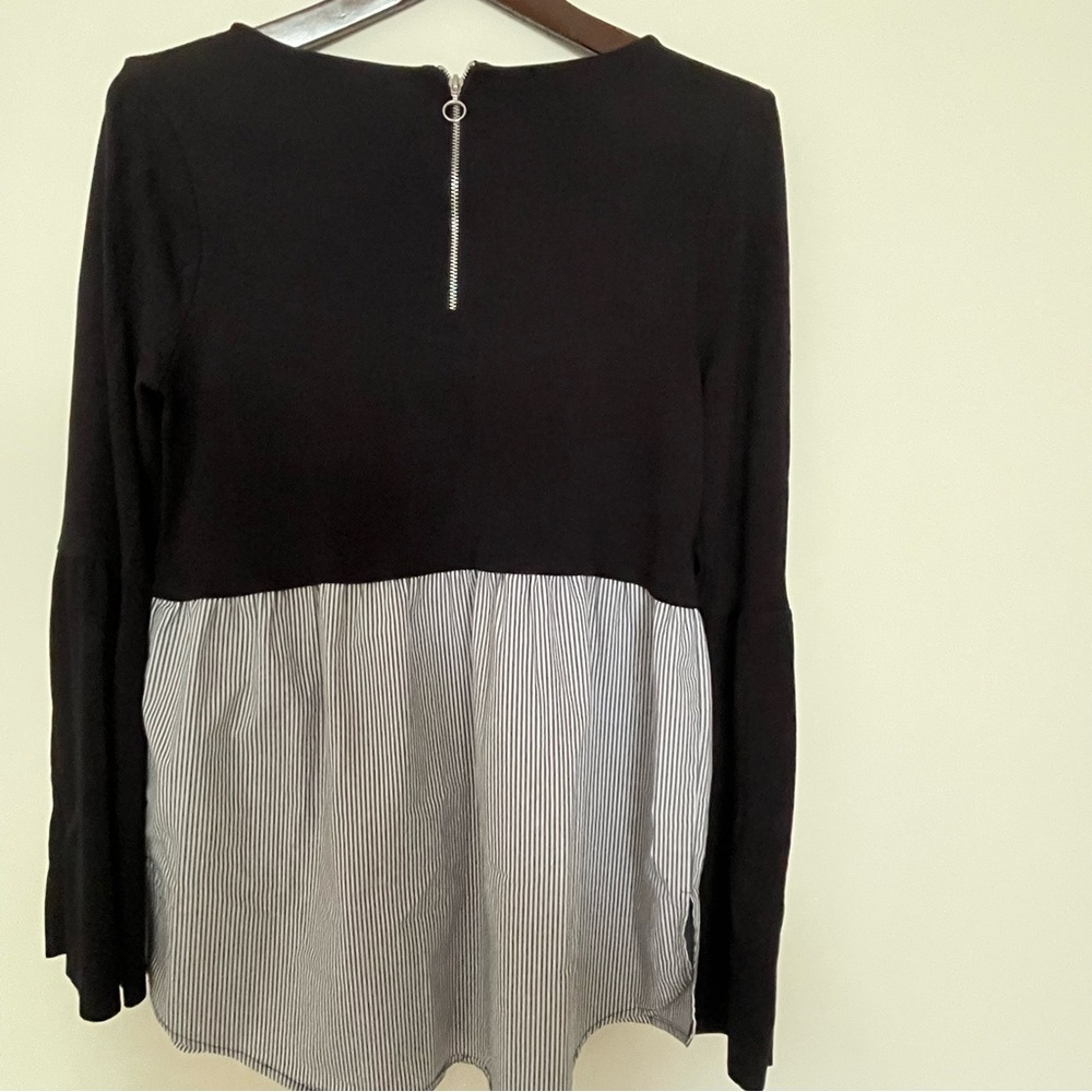 Motherhood Maternity Black and Black and White Striped Layer Long Sleeve Size M - Picture 2 of 16